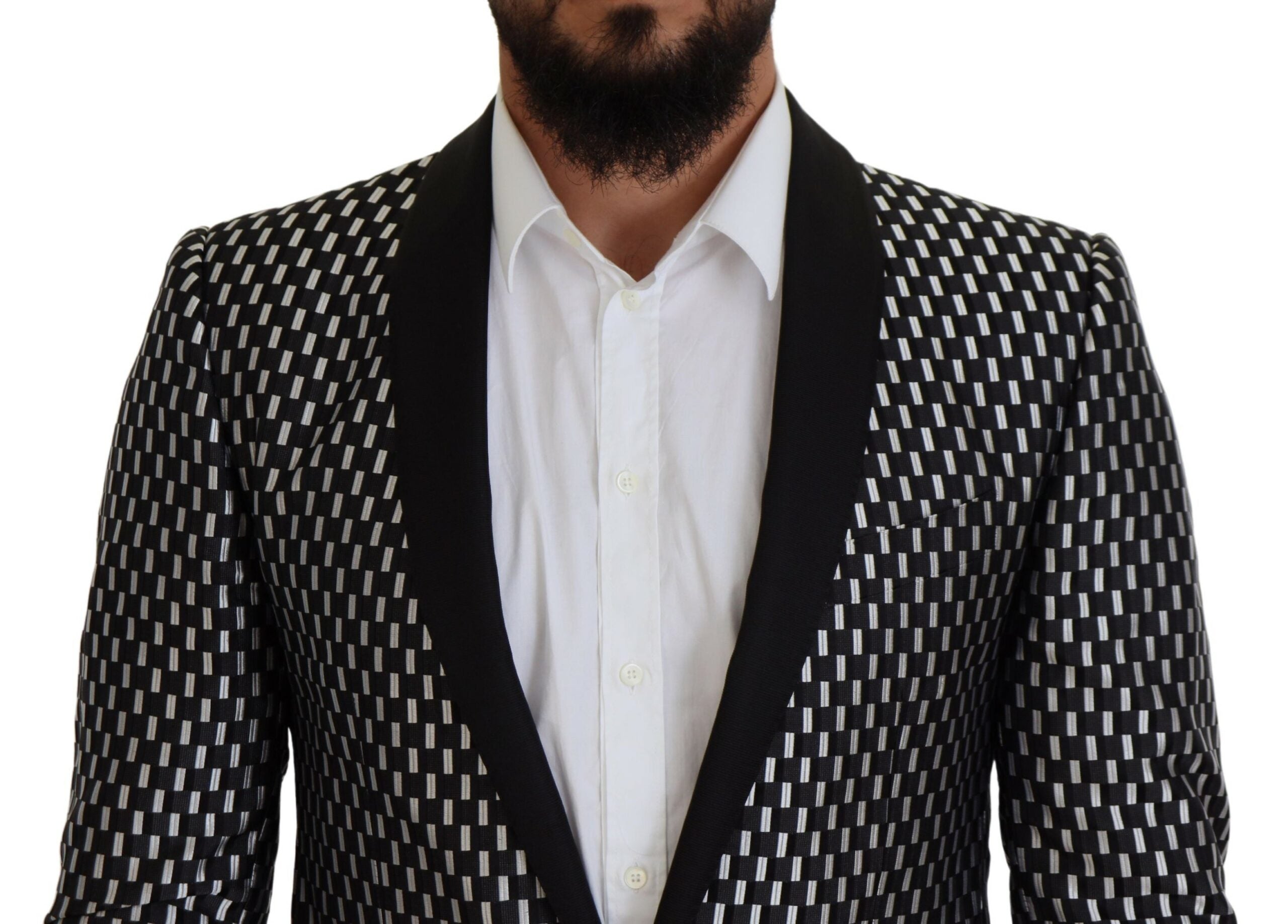 Dolce & Gabbana Black White Silk MARTINI Slim Fit Men's Suit