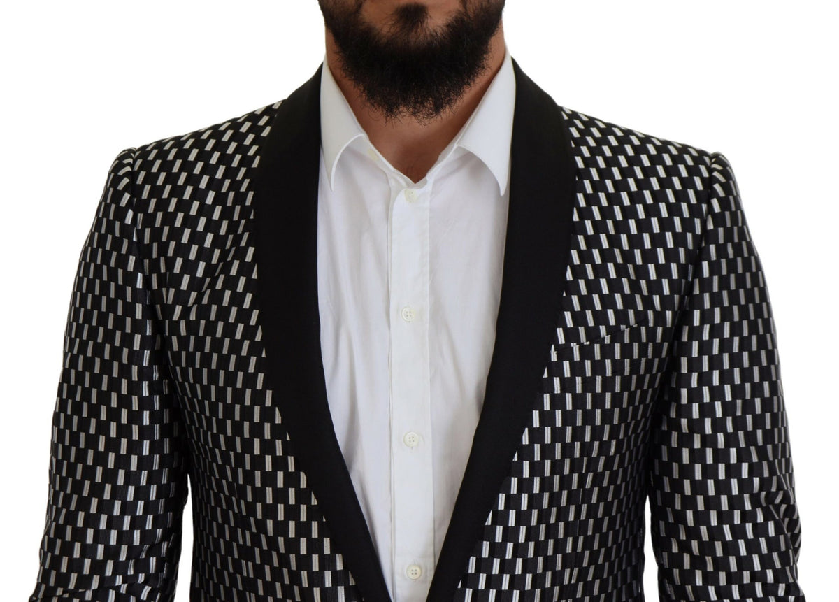 Dolce & Gabbana Dark Gray White Silk MARTINI Slim Fit Men's Suit