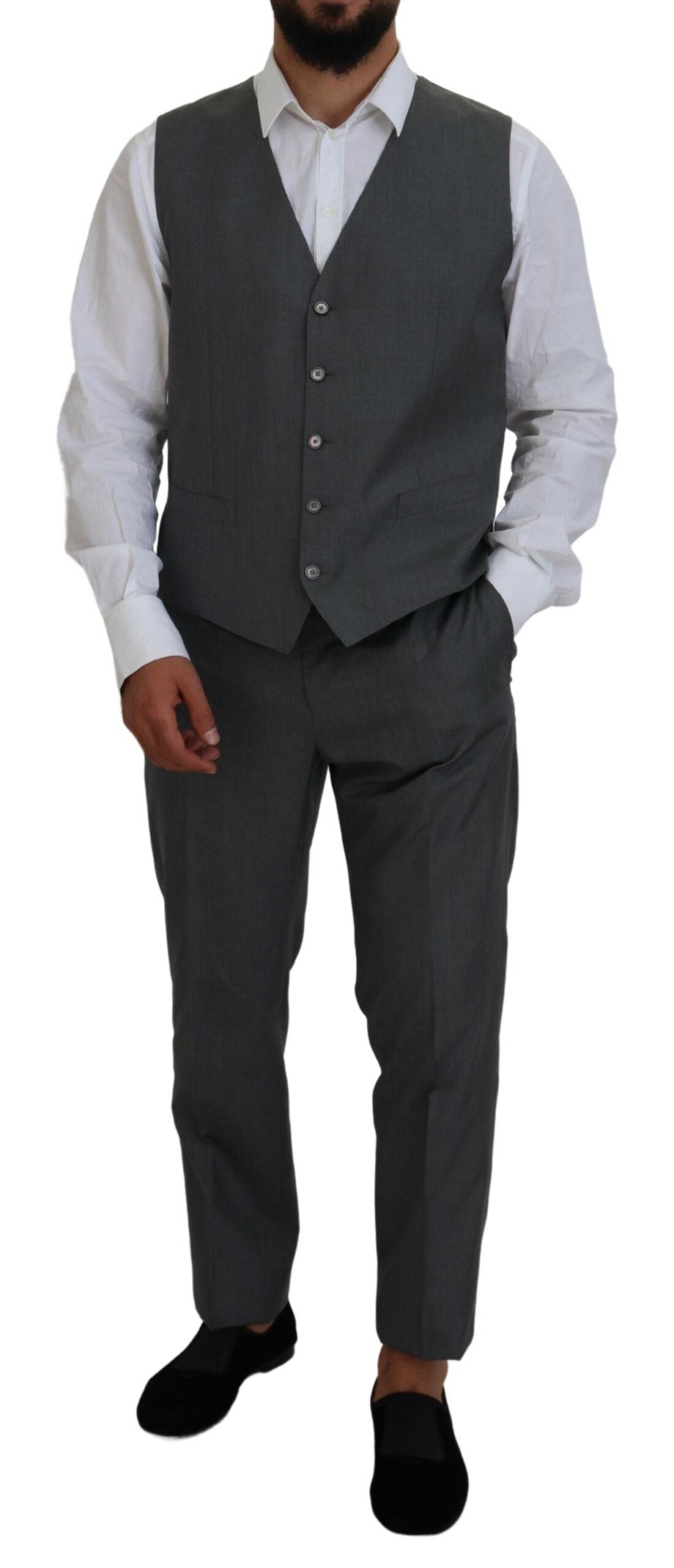 Dolce & Gabbana Sleek Silver Martini Slim Fit Three-Piece Men's Suit