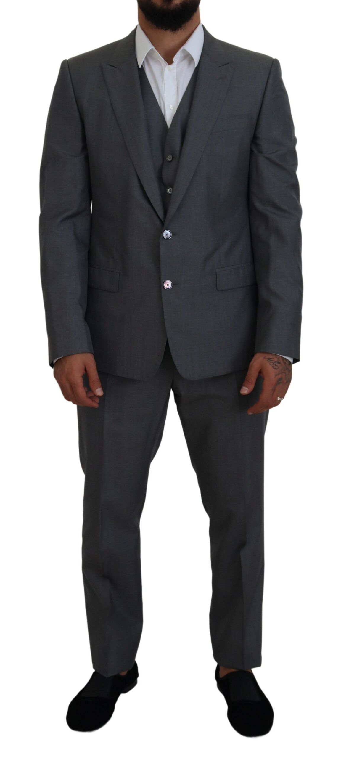 Dolce & Gabbana Sleek Silver Martini Slim Fit Three-Piece Men's Suit