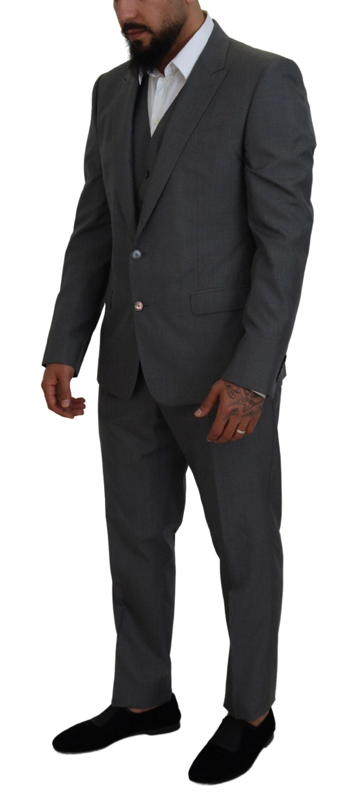 Dolce & Gabbana Sleek Silver Martini Slim Fit Three-Piece Men's Suit