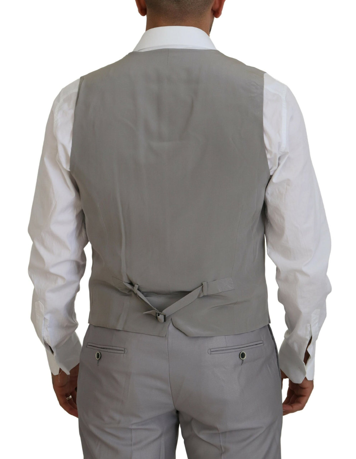 Dolce & Gabbana Silver Wool Silk 3 Piece Slim Fit Men's Suit