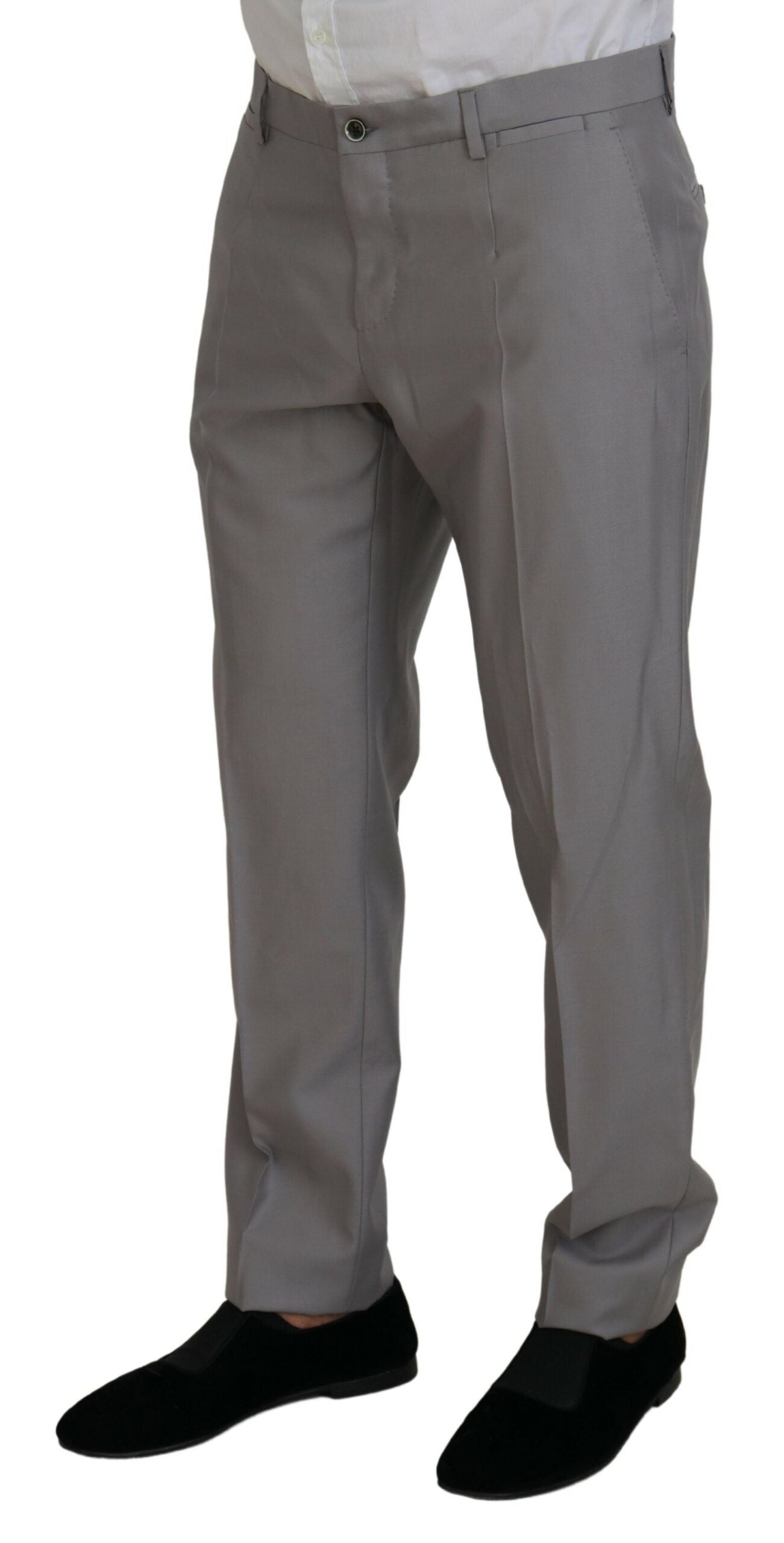 Dolce & Gabbana Silver Wool Silk 3 Piece Slim Fit Men's Suit