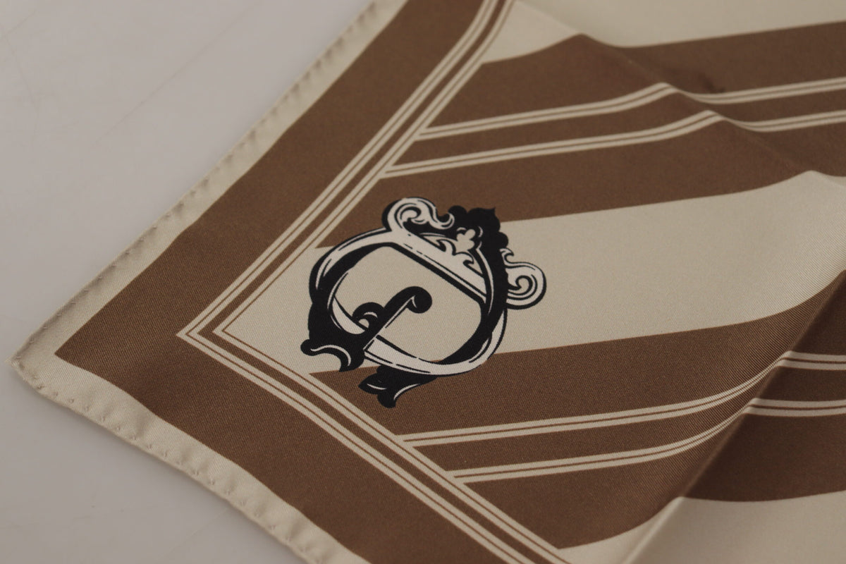 Dolce & Gabbana Brown Stripes DG Logo Square Mens Handkerchief Men's Scarf