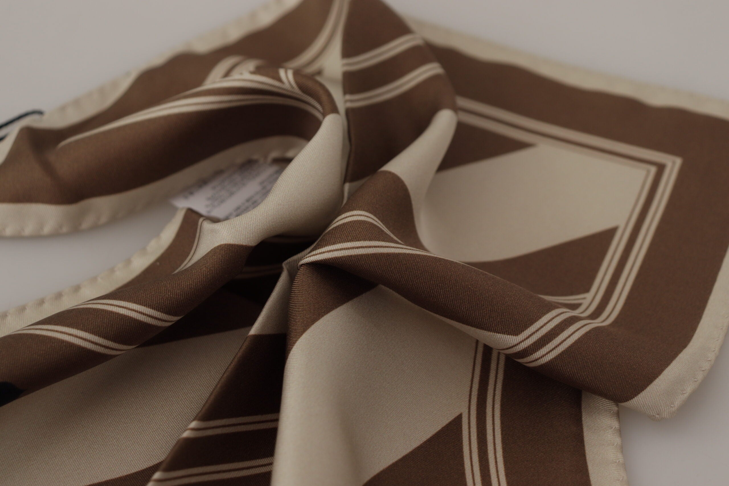 Dolce & Gabbana Brown Stripes DG Logo Square Mens Handkerchief Men's Scarf