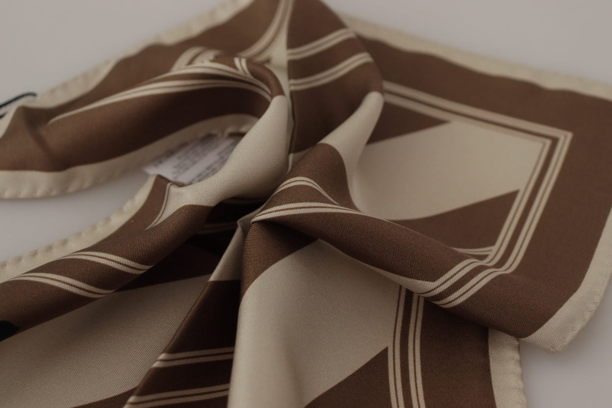 Dolce & Gabbana Brown Stripes DG Logo Square Mens Handkerchief Men's Scarf