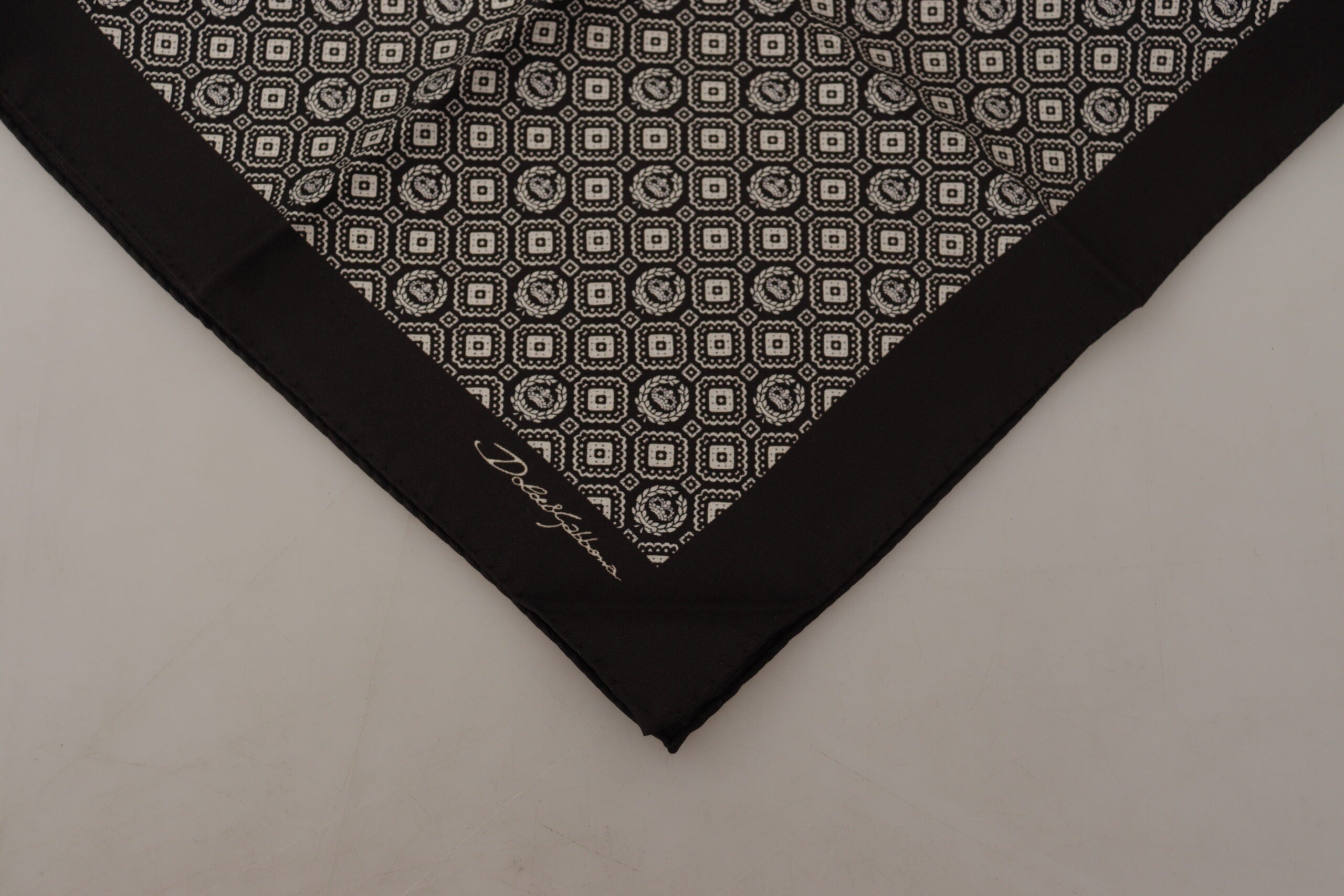 Dolce & Gabbana Black Patterned DG Logo Square Handkerchief Men's Scarf
