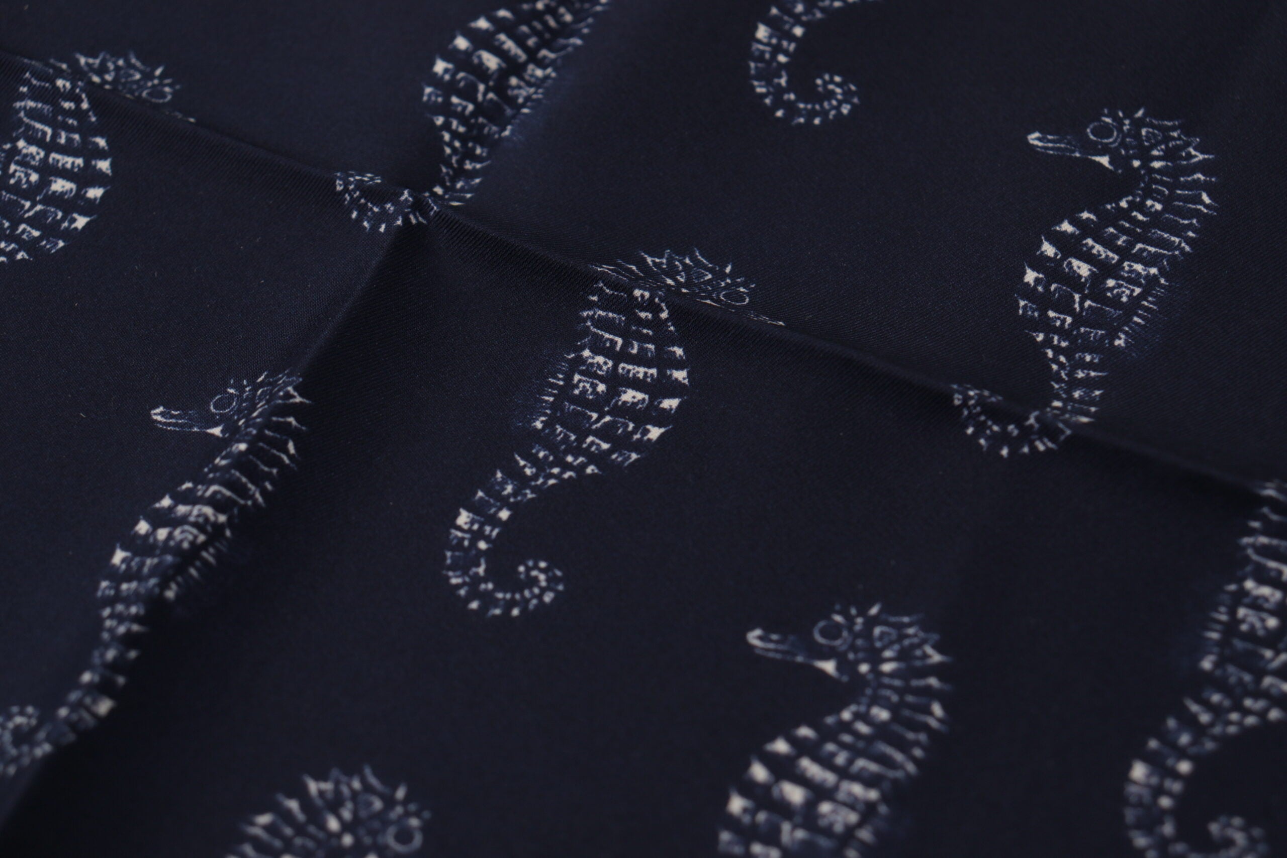 Dolce & Gabbana Blue Seahorse DG Printed Square Handkerchief Men's Scarf