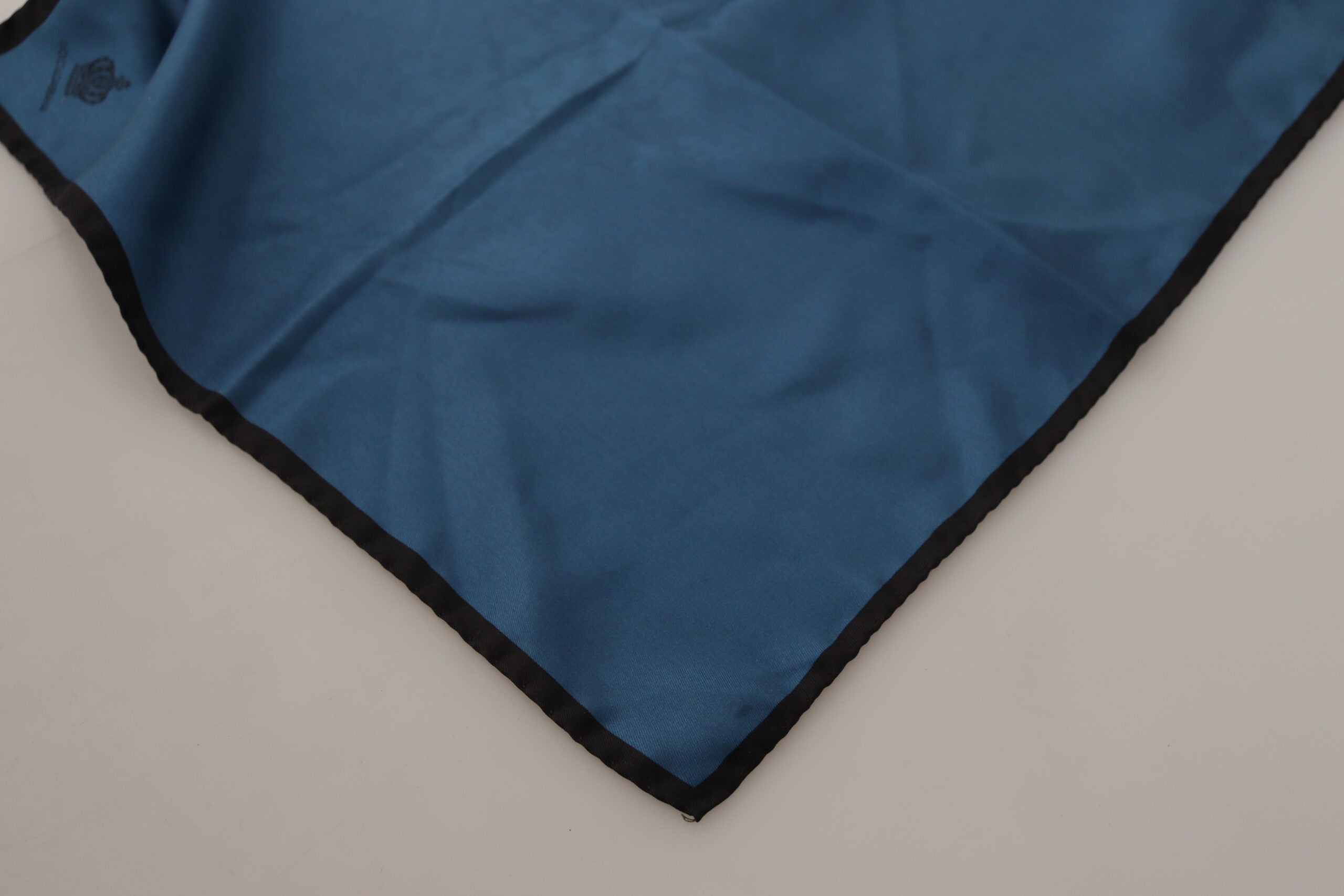 Dolce & Gabbana Black Blue DG Crown Printed Square Handkerchief Men's Scarf