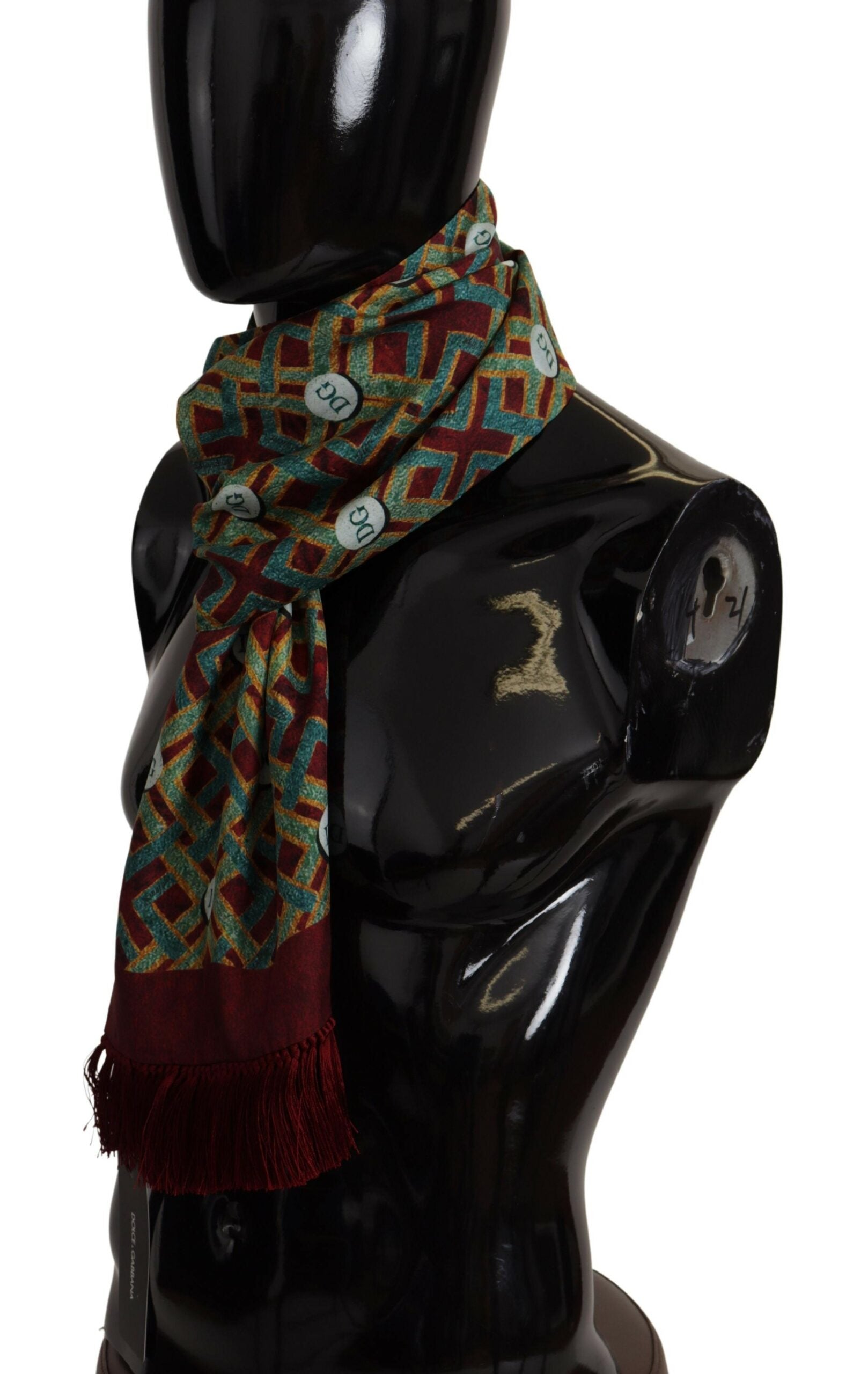 Dolce & Gabbana Multicolor DG Logo Shawl Warm Neck Wrap Fringe Men's Scarf