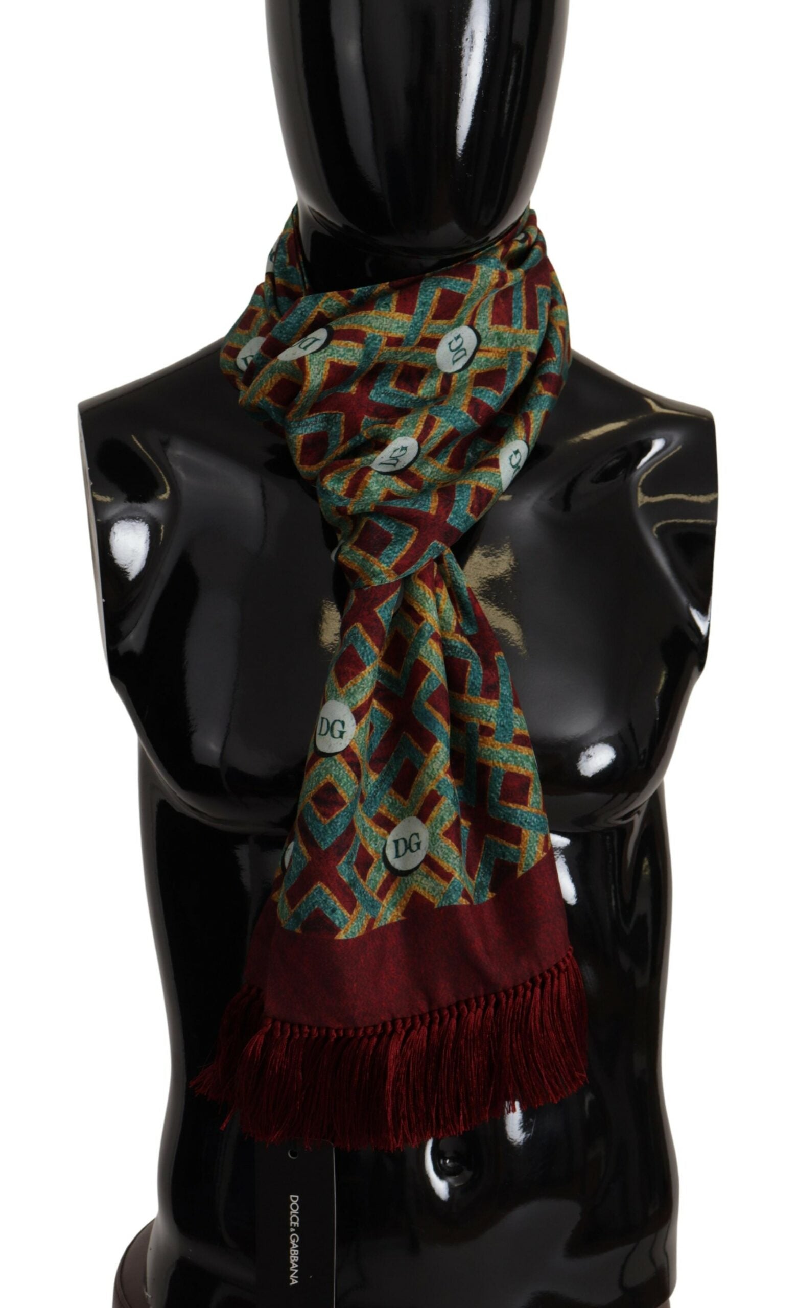 Dolce & Gabbana Multicolor DG Logo Shawl Warm Neck Wrap Fringe Men's Scarf