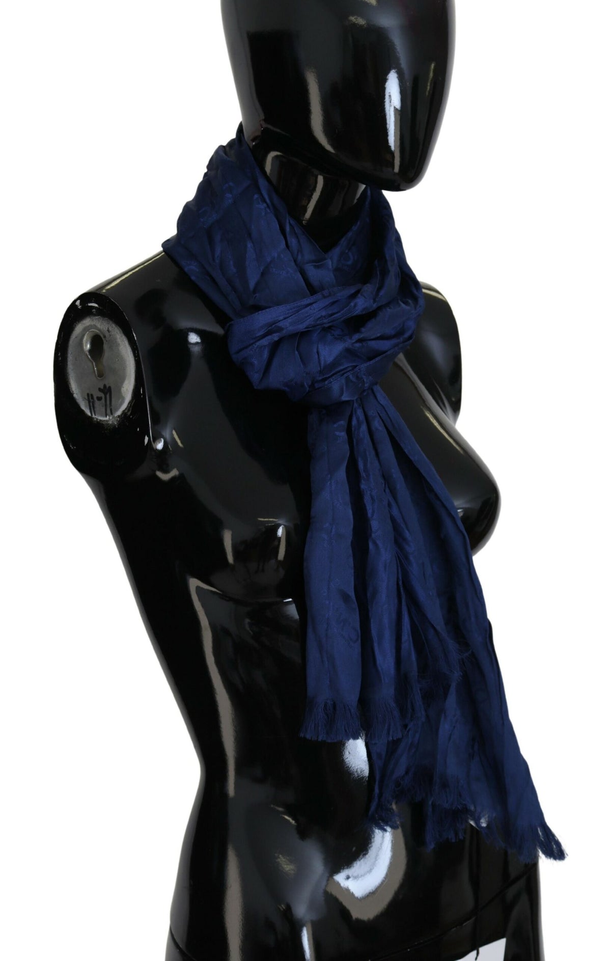Costume National Blue Silk Shawl Foulard Fringes Women's Scarf