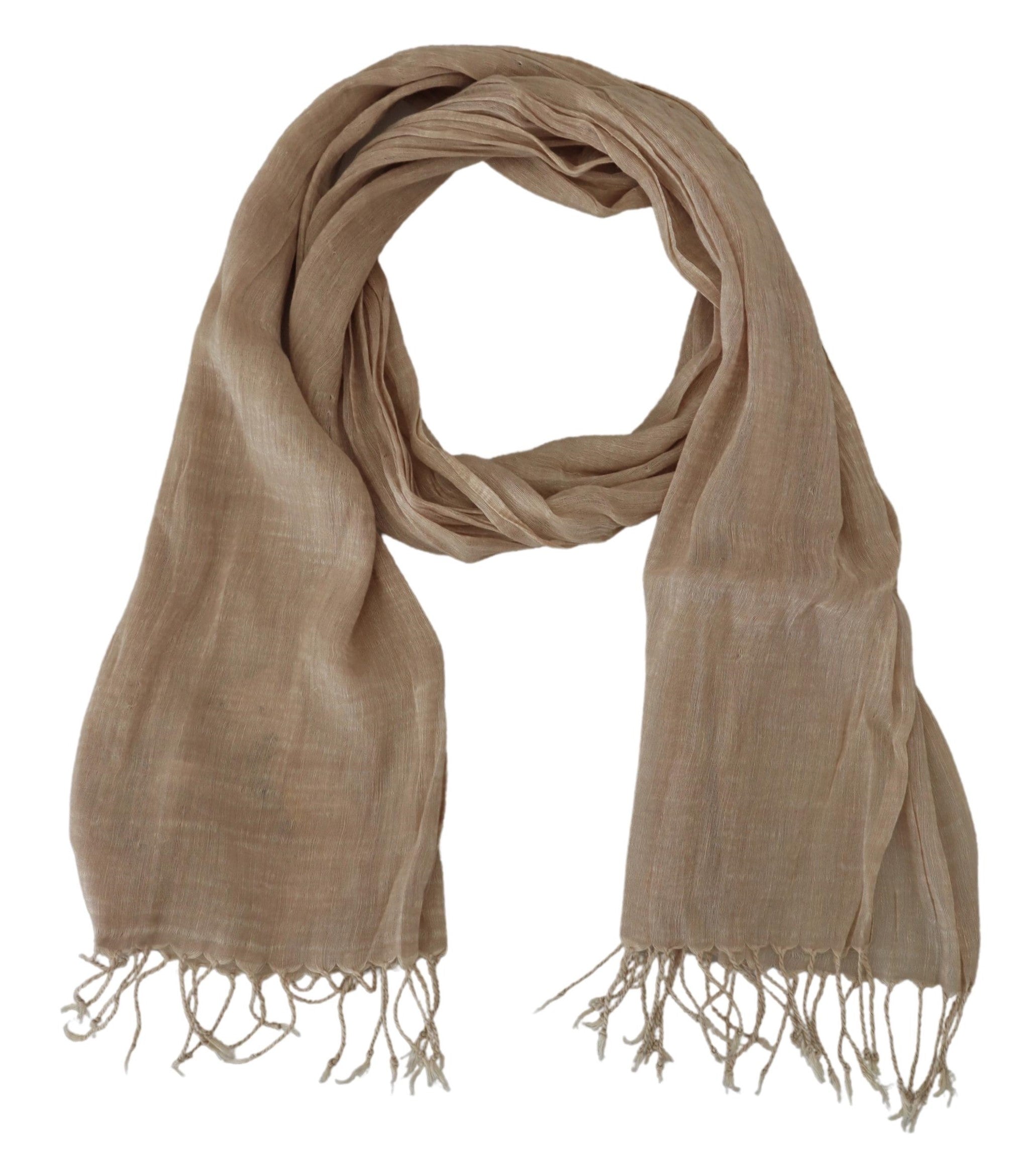 Costume National Beige Cotton Shawl Foulard Fringe Women's Scarf