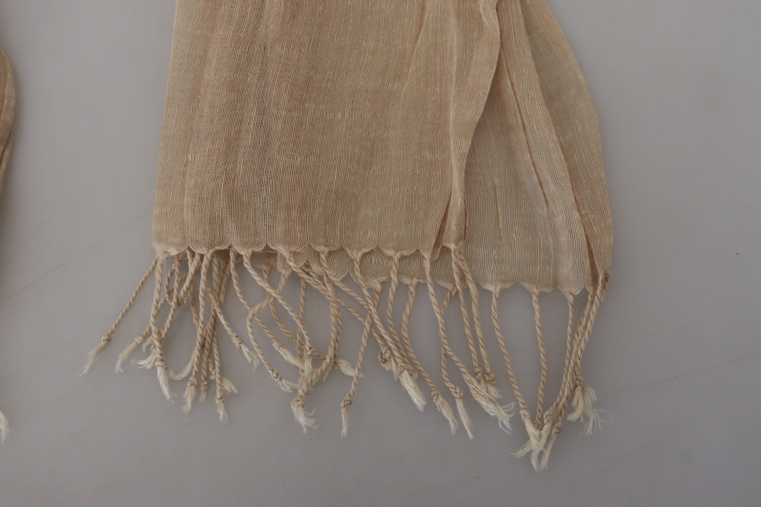 Costume National Beige Cotton Shawl Foulard Fringe Women's Scarf