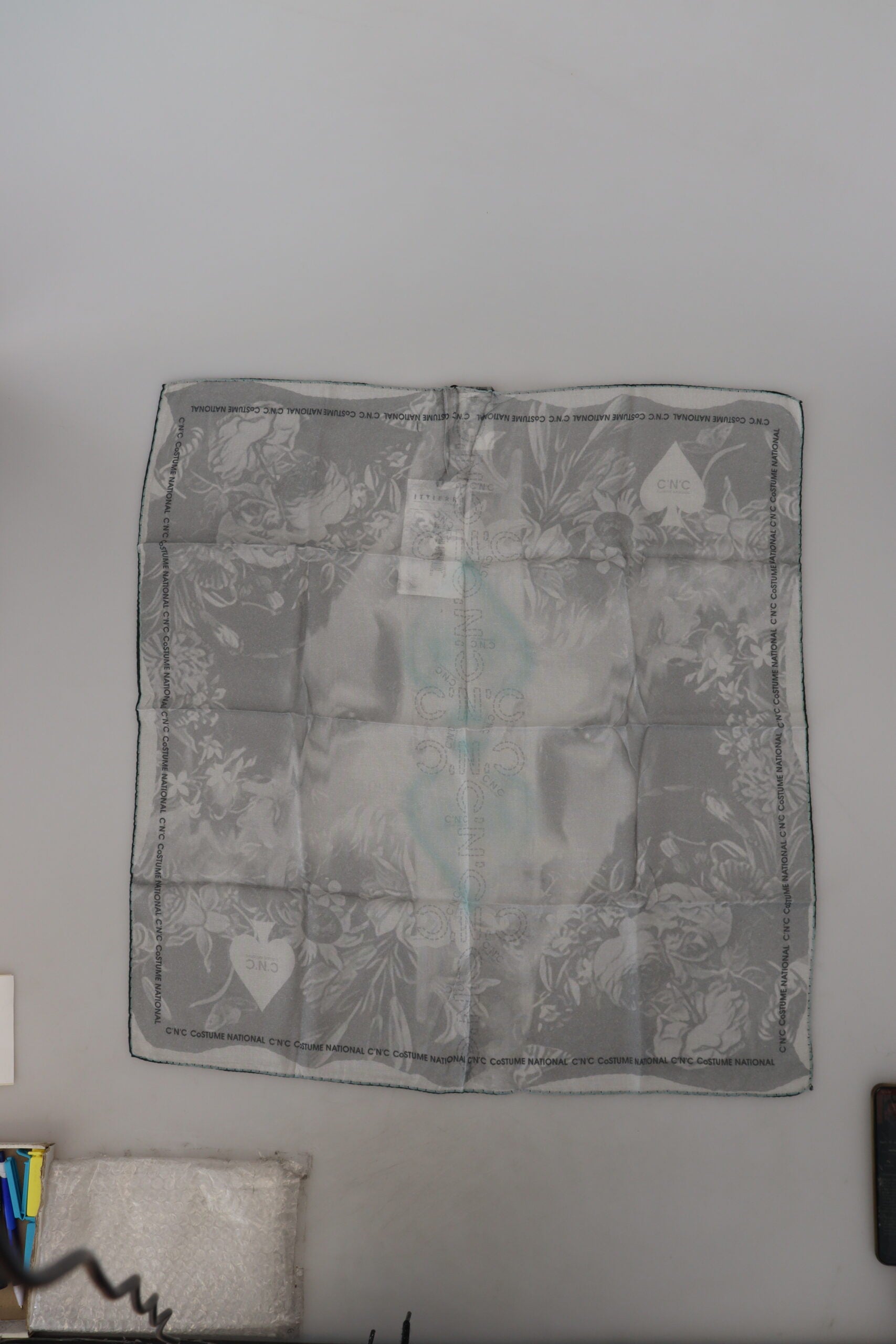 Costume National Elegant Grey Cotton Square Women's Scarf