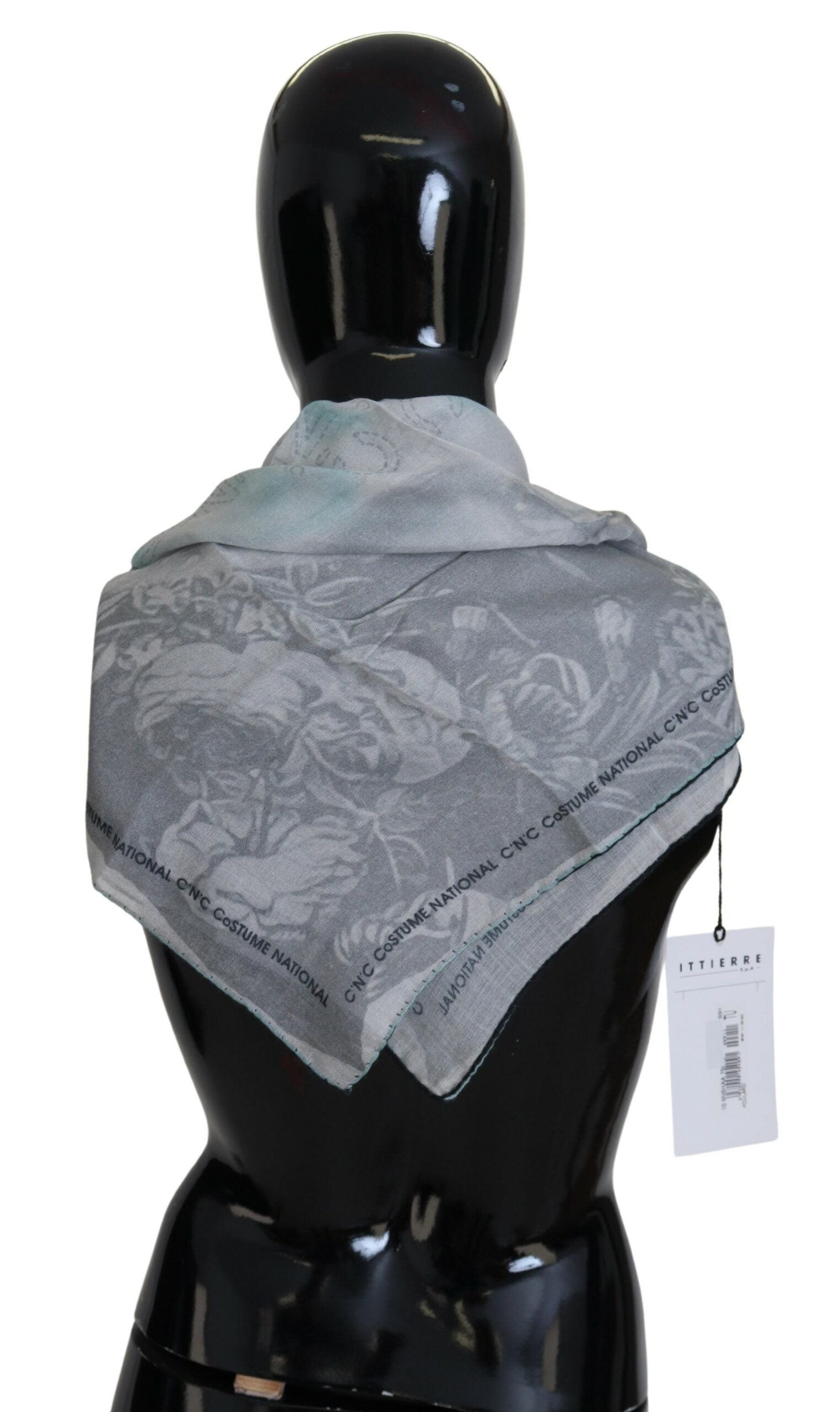 Costume National Elegant Grey Cotton Square Women's Scarf