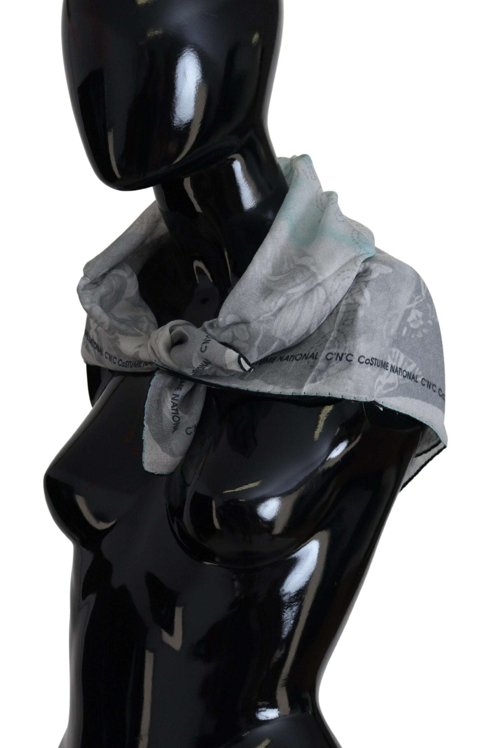 Costume National Elegant Grey Cotton Square Women's Scarf
