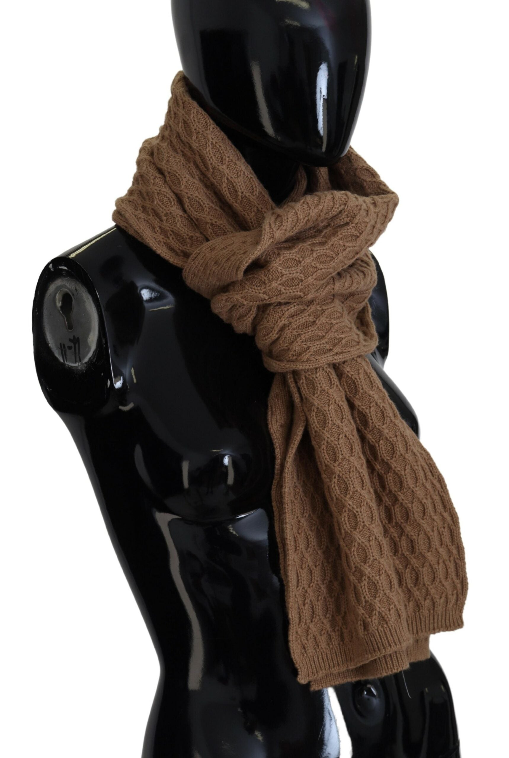 Dolce & Gabbana Dark Brown Wrap Shawl Knitted Camel Women's Scarf