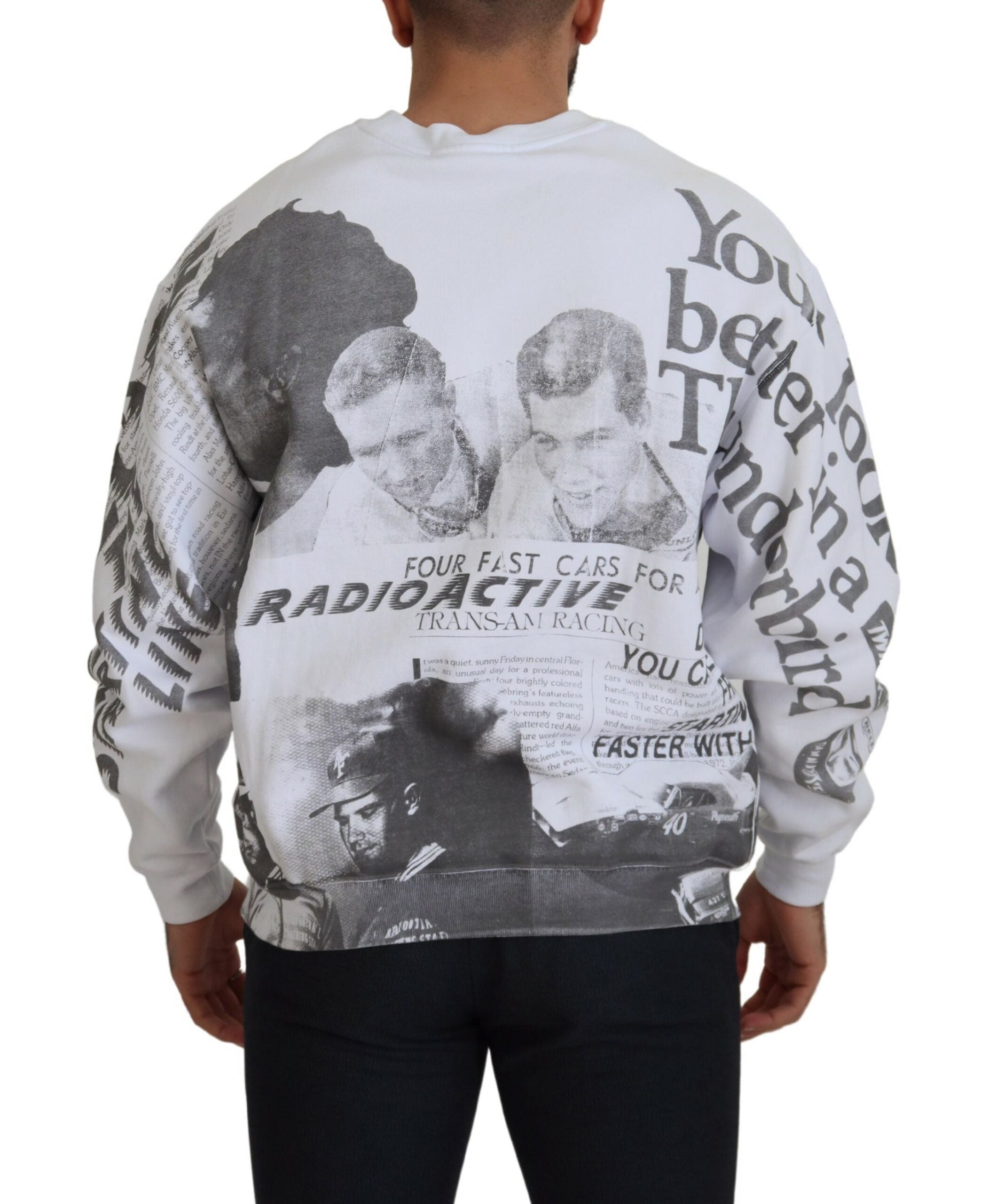 MSGM White Cotton Crewneck Pullover Sweatshirt Men's Sweater