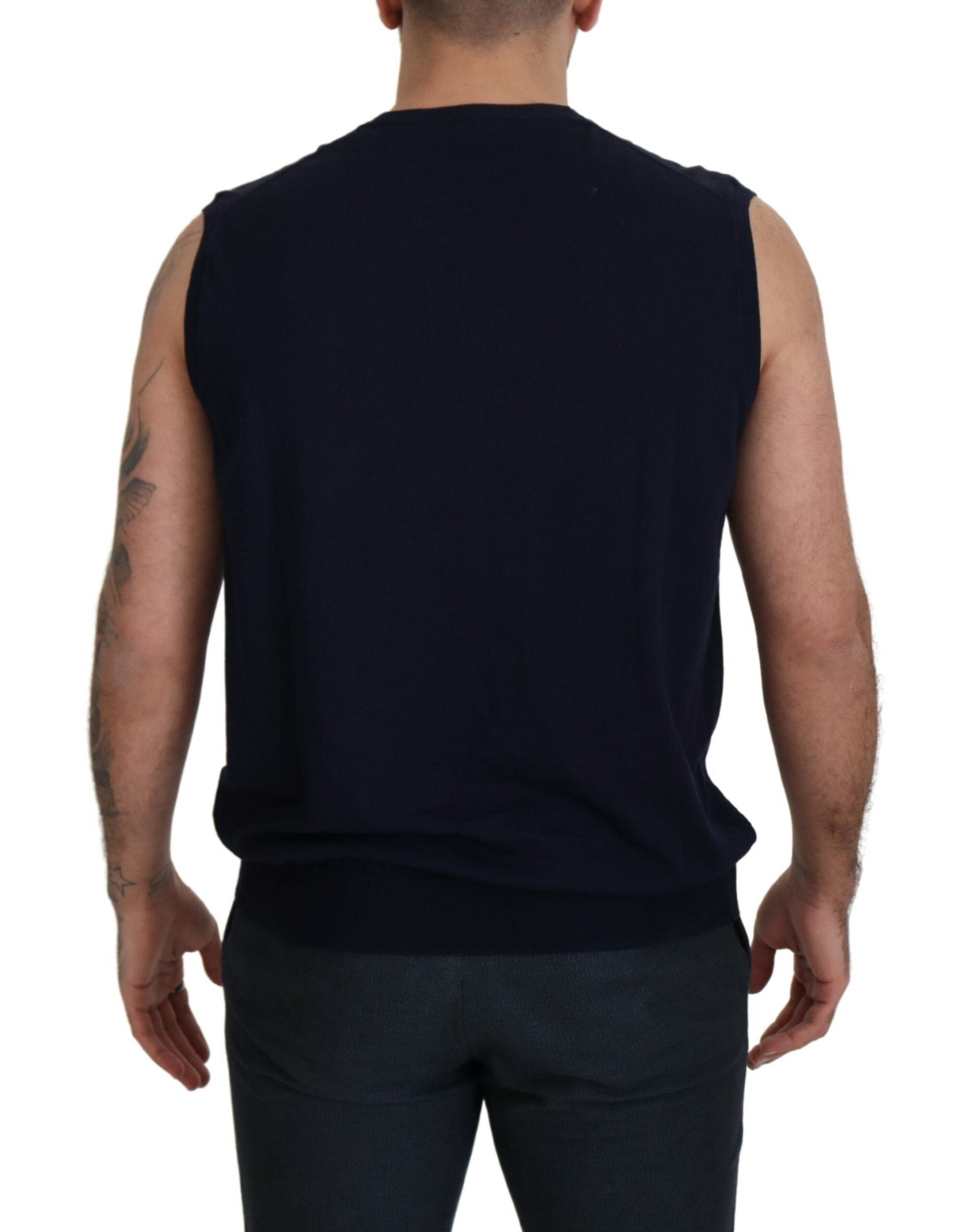 Paolo Pecora Milano Sleek Black V-Neck Sleeveless Men's Tank
