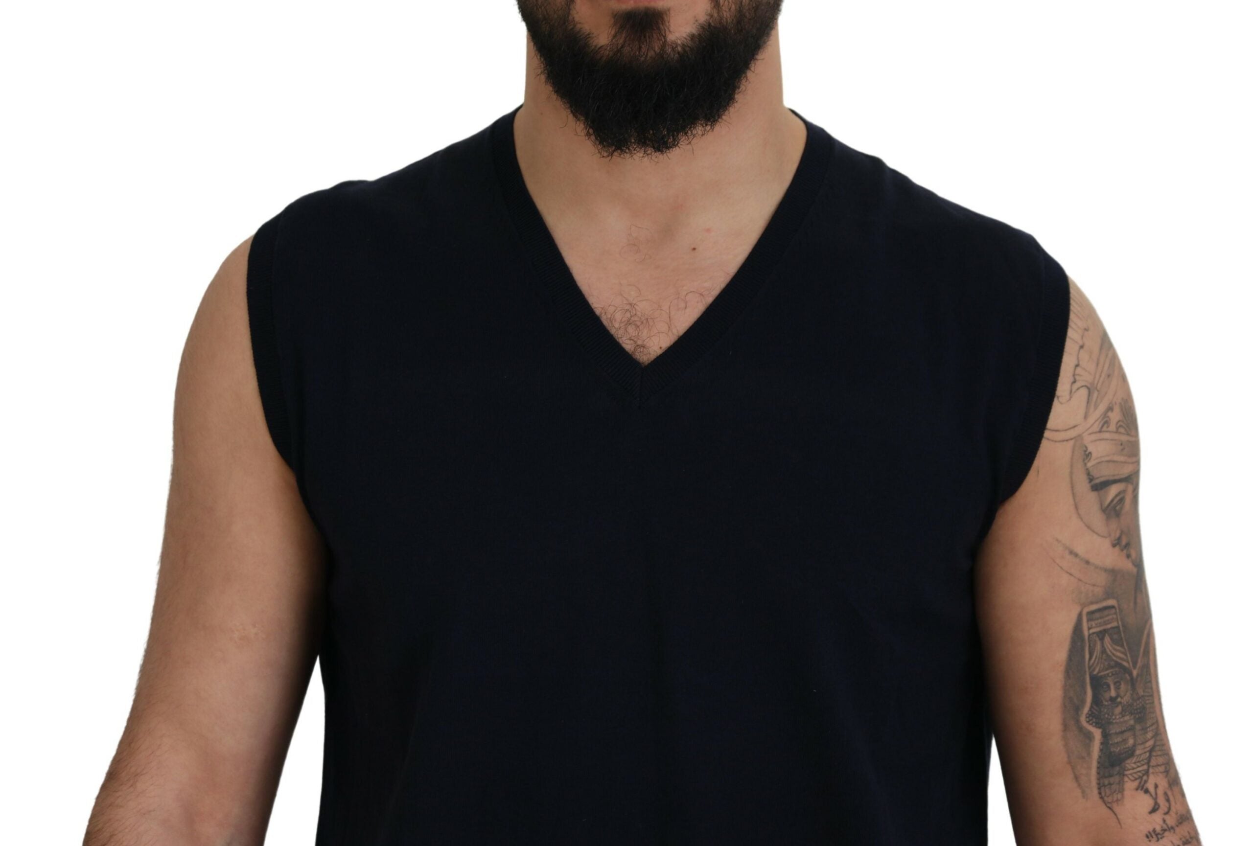 Paolo Pecora Milano Sleek Black V-Neck Sleeveless Men's Tank