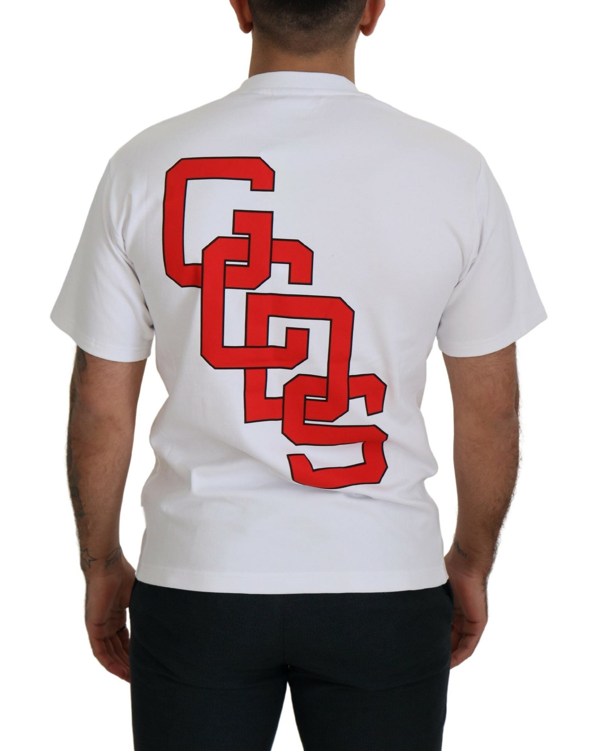 GCDS White Logo Print Cotton Short Sleeves Men's T-shirt