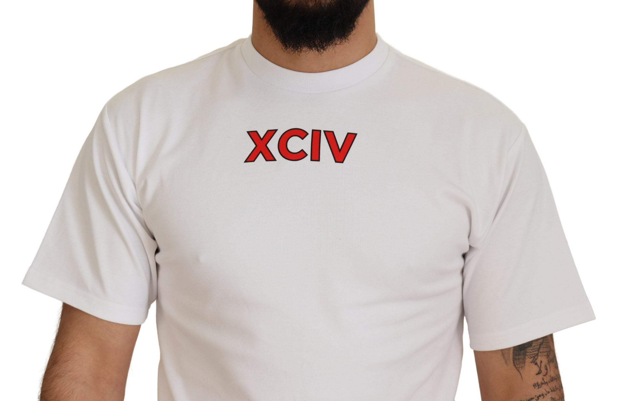 GCDS White Logo Print Cotton Short Sleeves Men's T-shirt