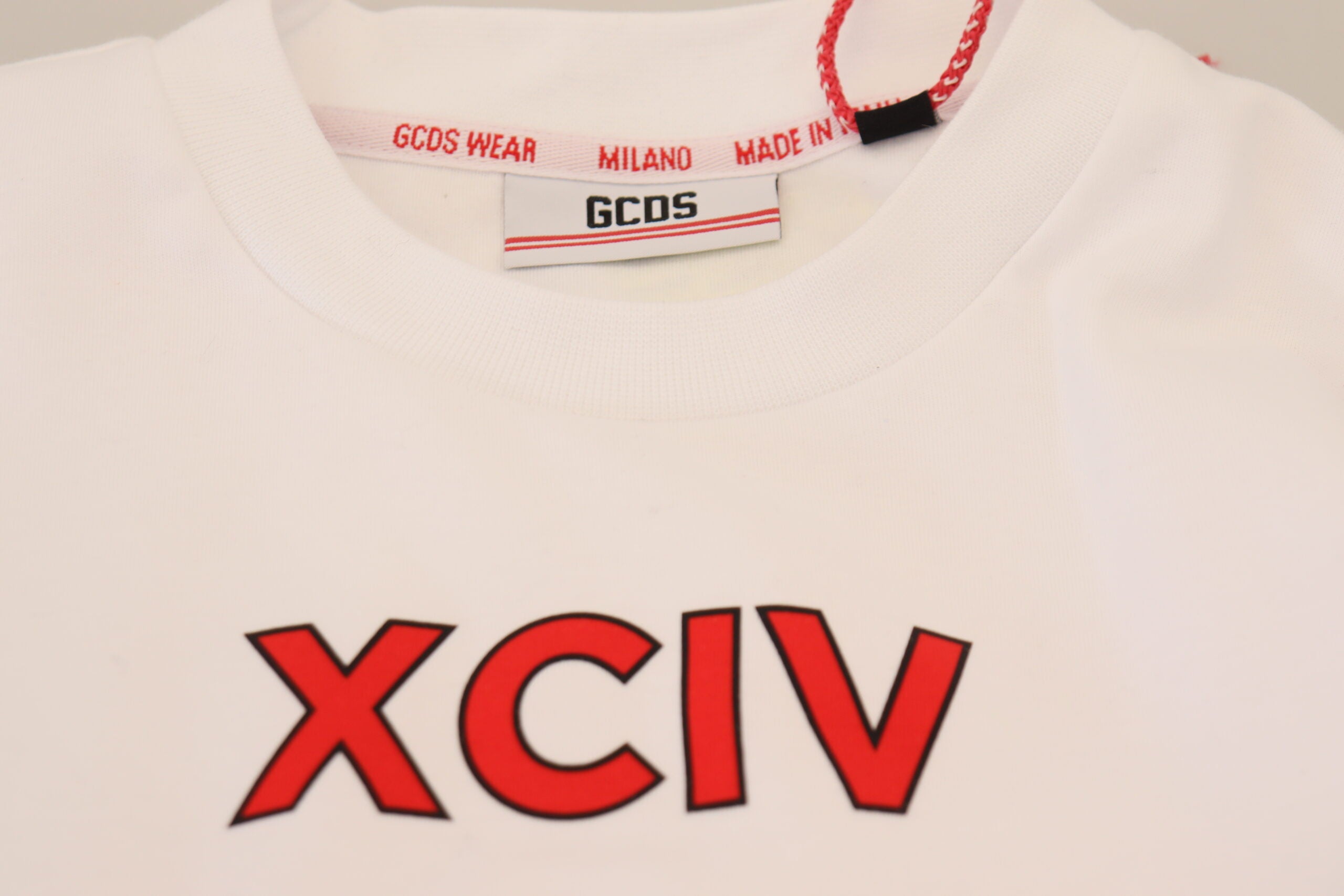 GCDS White Logo Print Cotton Short Sleeves Men's T-shirt