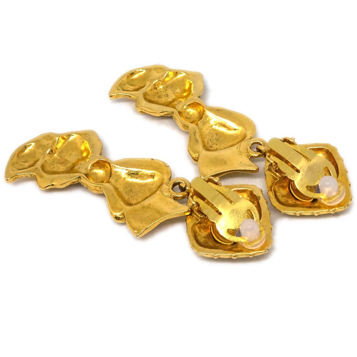 Chanel Cc Rhombus Clip-On Metal Gold Gold_Plated Earrings Jewelry (Pre-Owned)