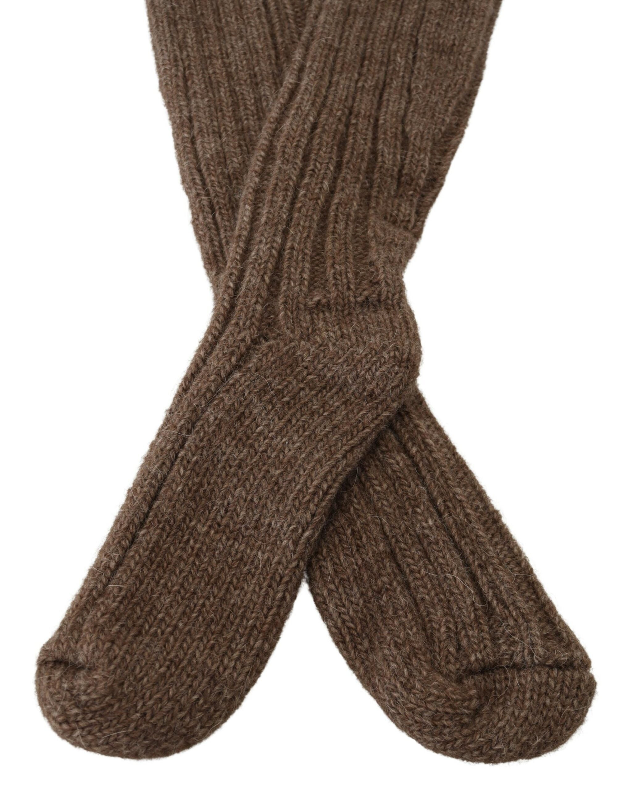 Dolce & Gabbana Brown Wool Knit Calf Long Women Women's Socks