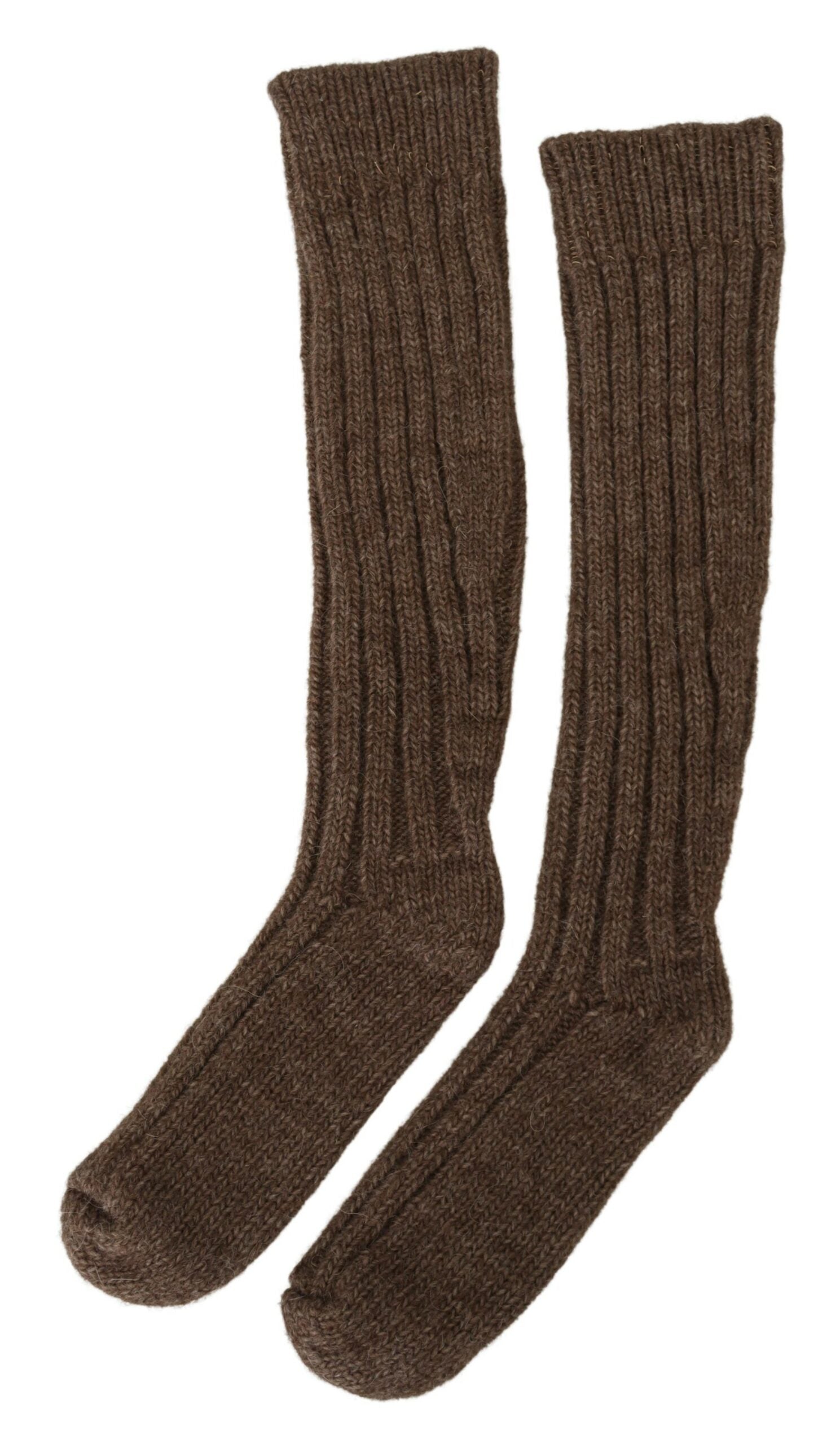 Dolce & Gabbana Brown Wool Knit Calf Long Women Women's Socks