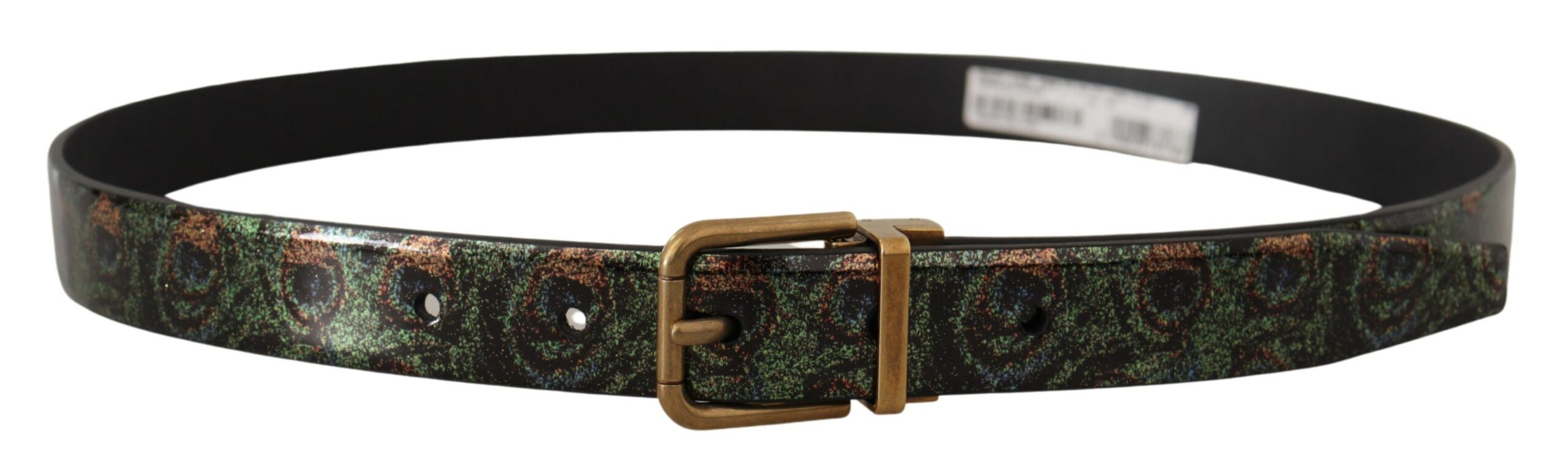 Dolce & Gabbana Multicolor Leather Vernice Pavone Bronze Metal Men's Belt