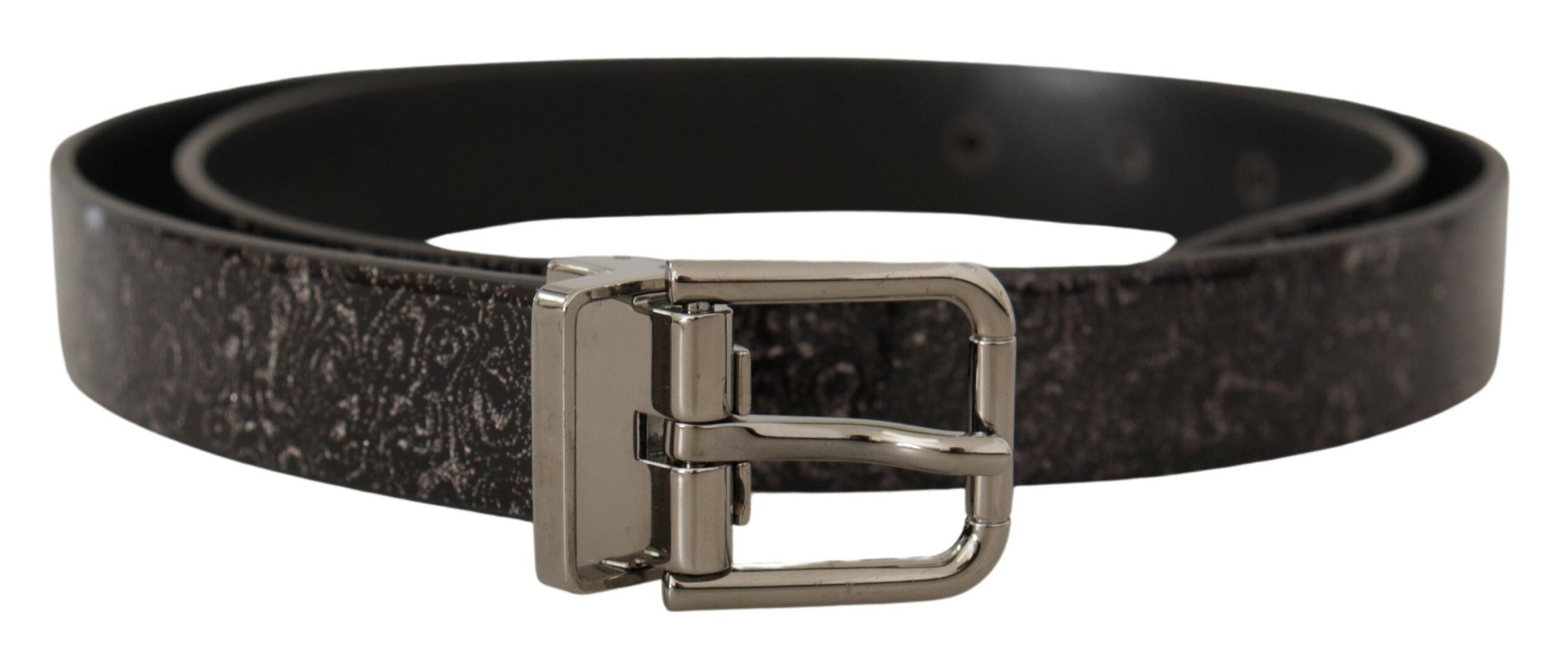 Dolce & Gabbana Black Goccia Glitter Patent Leather Buckle Vernice Men's Belt