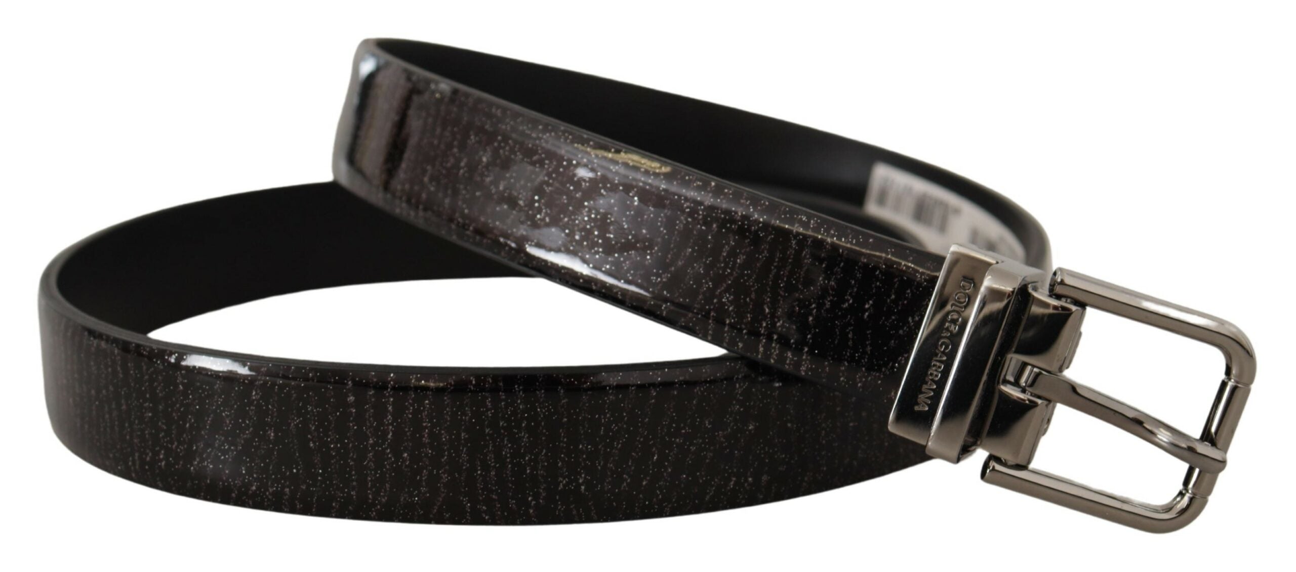 Dolce & Gabbana Black Leather Vernice Metal Buckle Men's Belt