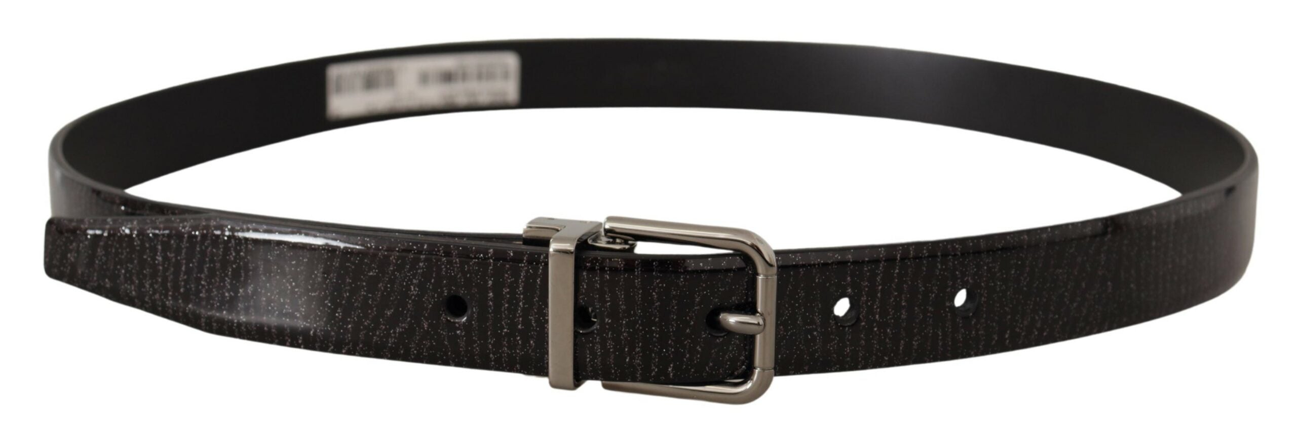 Dolce & Gabbana Black Leather Vernice Metal Buckle Men's Belt