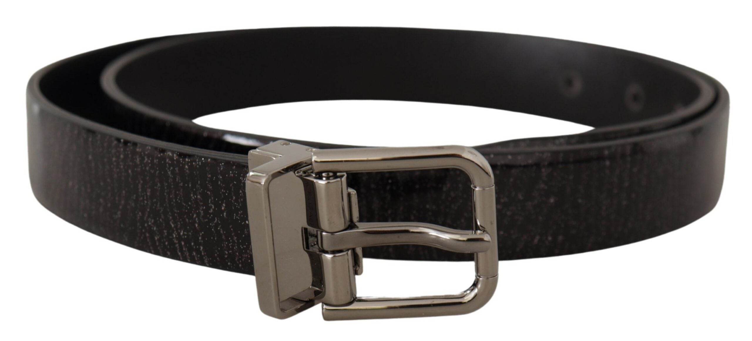 Dolce & Gabbana Black Leather Vernice Metal Buckle Men's Belt