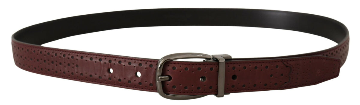 Dolce & Gabbana Brown Perforated Leather Metal Buckle Men's Belt