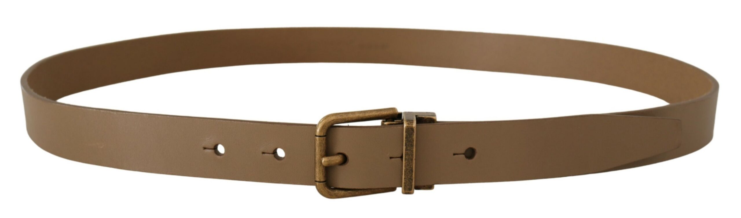 Dolce & Gabbana Brown Solid Leather Brass Buckle Classic Men's Belt