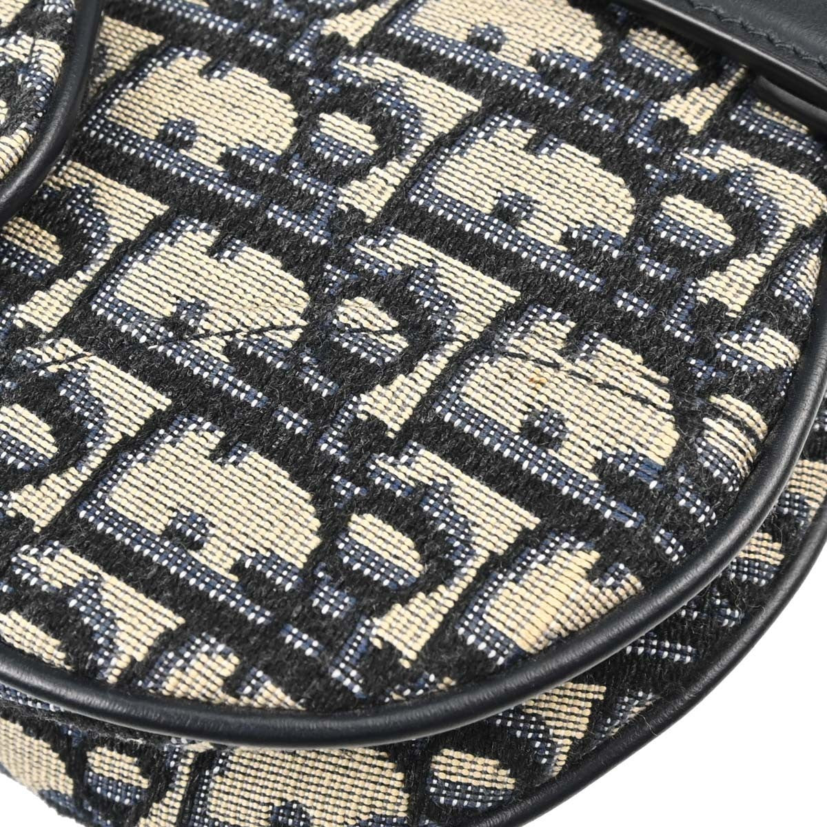 Christian Dior Saddle Oblique Canvas Navy Canvas Handbag (Pre-Owned)