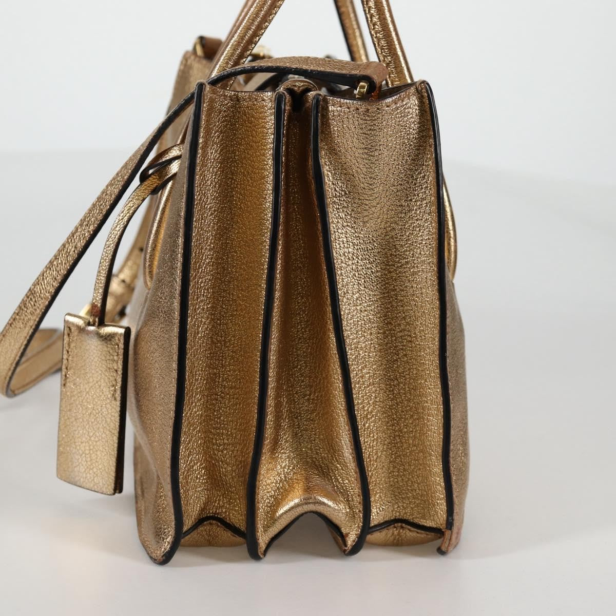 Miu Miu Madras Convertible Compartment Tote Leather Gold Leather Bag (Pre-Owned)