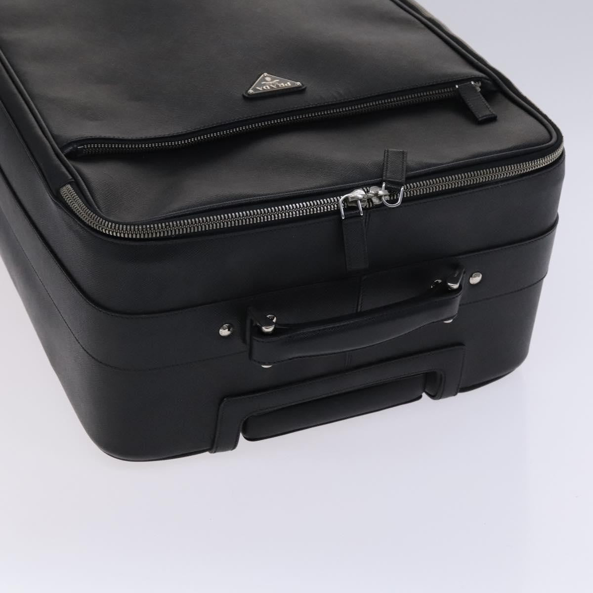 Prada Expandable Front Zip Boston Tessuto Black Leather Travel Bag Bag (Pre-Owned)