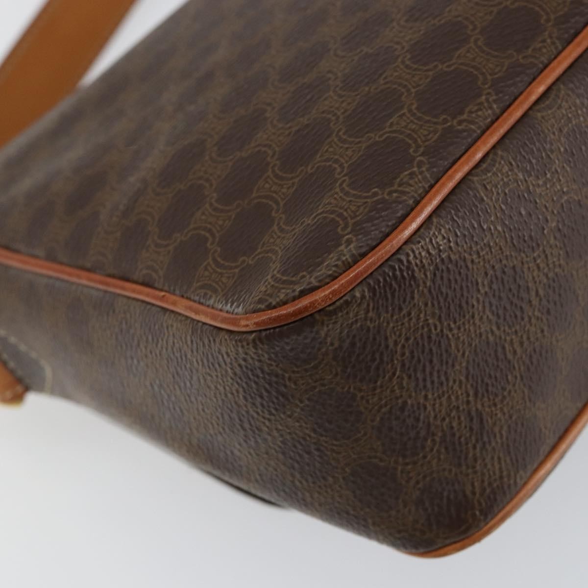 Celine Vintage Macadam Circle Logo Canvas And Leather Brown Canvas Shoulder Bag Bag (Pre-Owned)