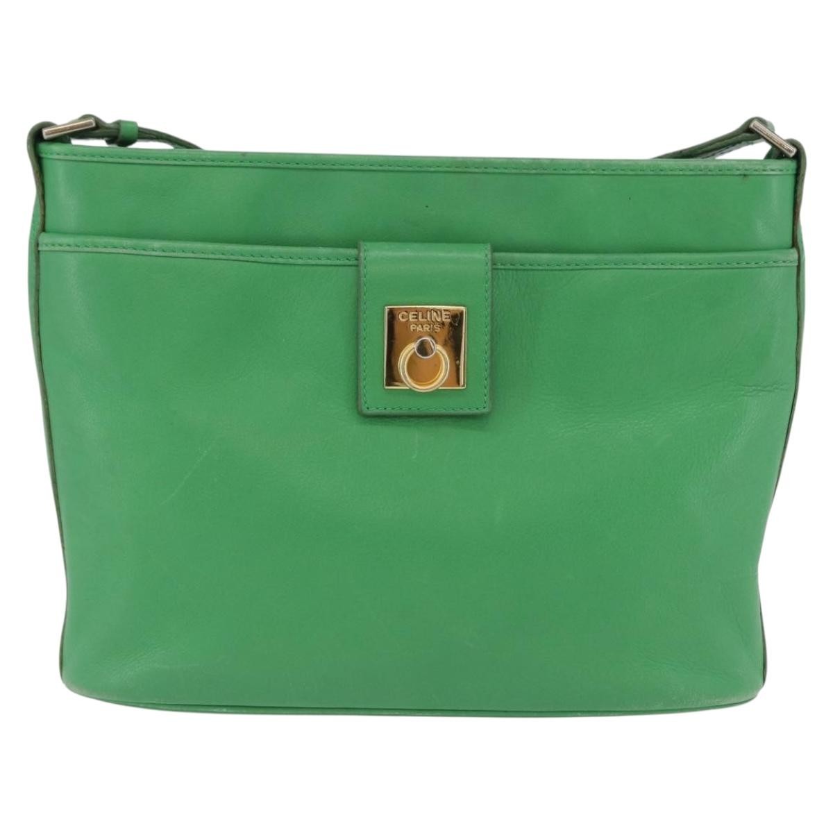 Celine Vintage Leather Green Leather Shoulder Bag Bag (Pre-Owned)