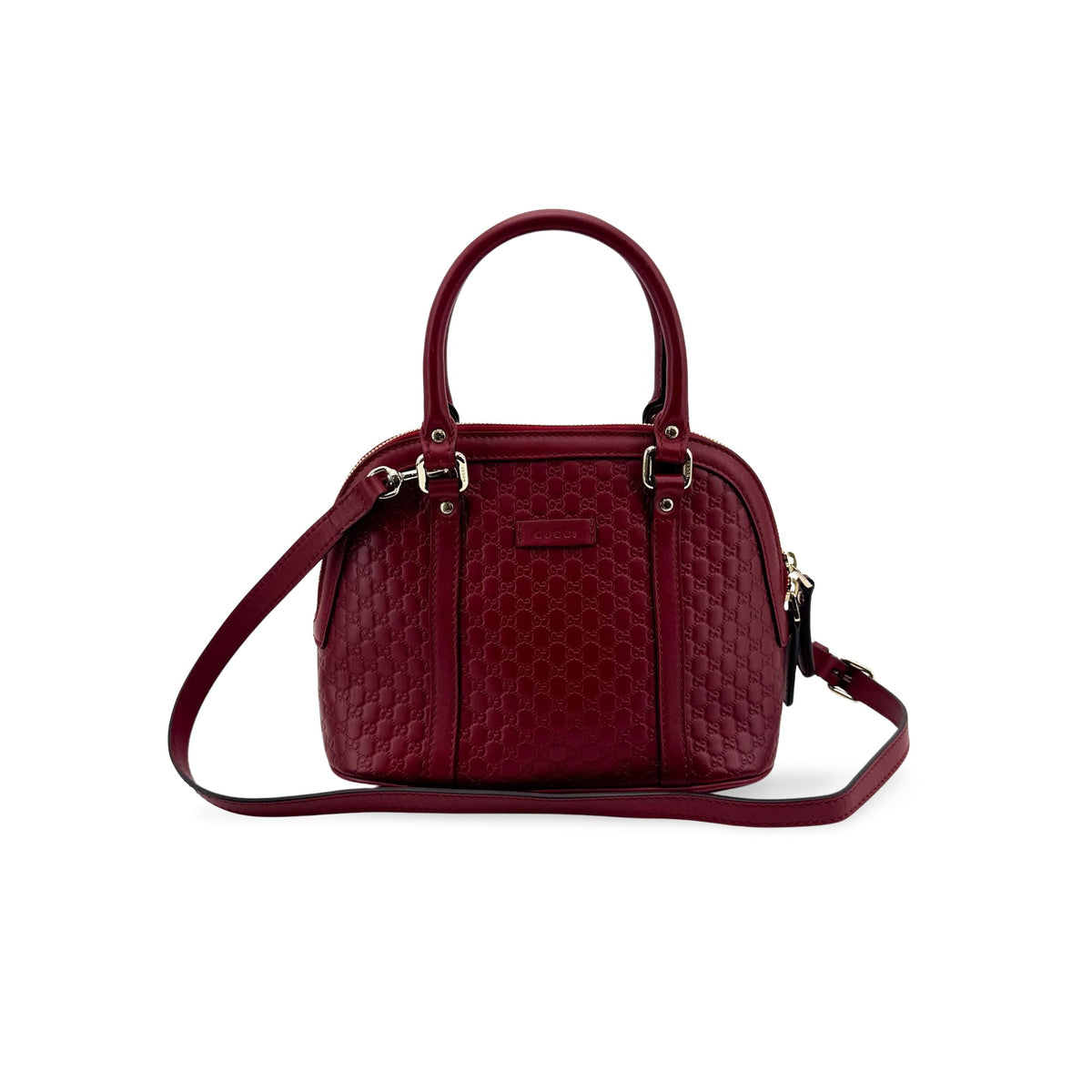 Gucci Convertible Dome Satchel Guccissima Leather Burgundy Leather Handbag (Pre-Owned)