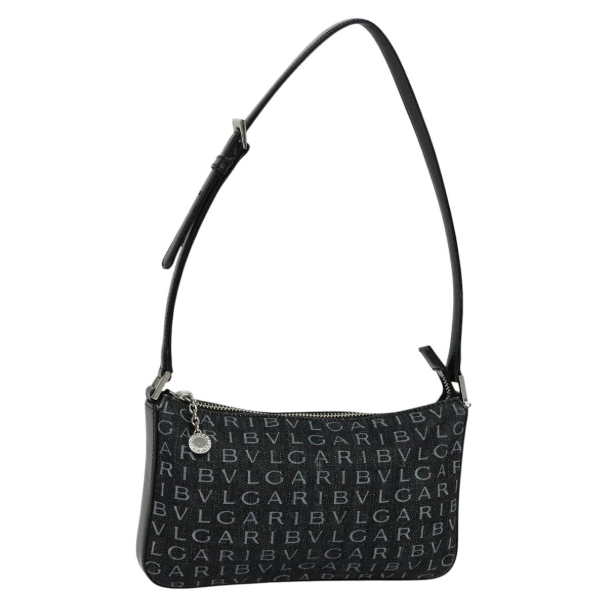 Bvlgari Logomania Canvas Black Canvas Shoulder Bag Bag (Pre-Owned)