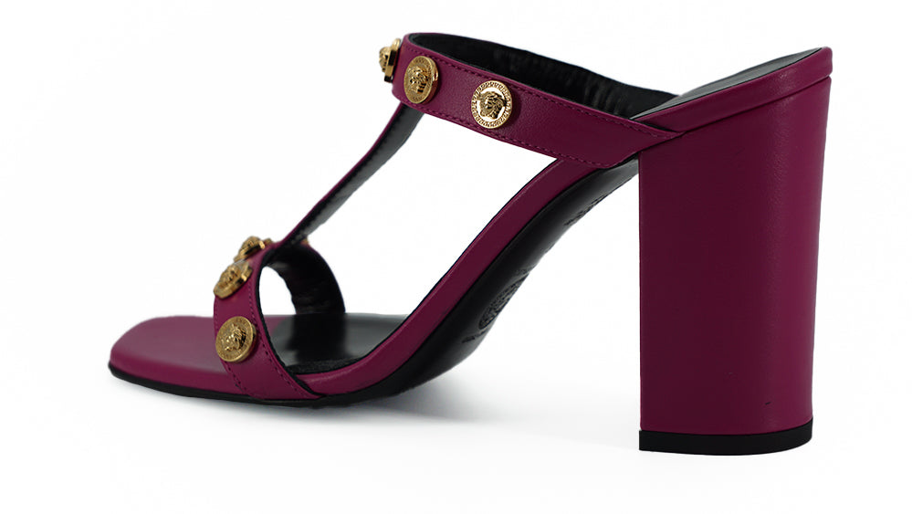 Versace Elegant Purple Calf Leather High Women's Sandals