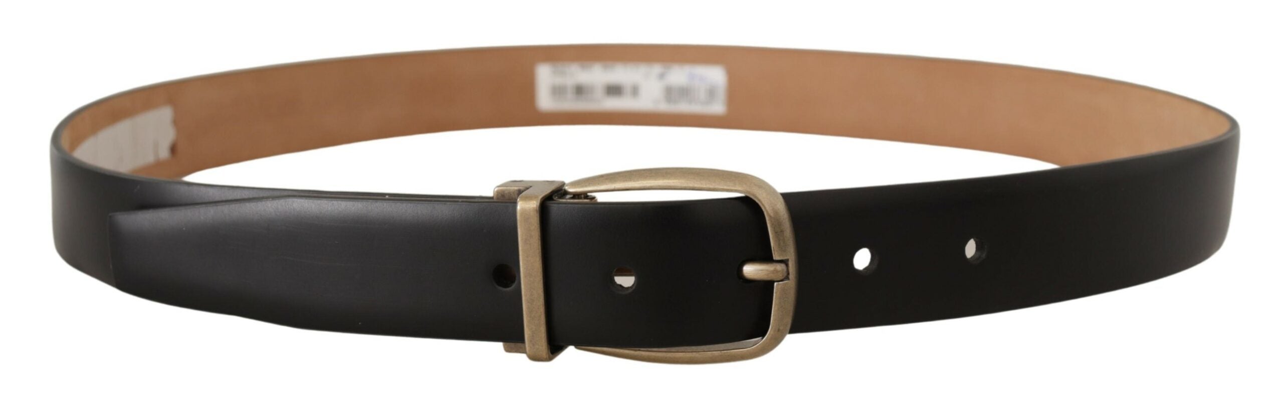 Dolce & Gabbana Black Brown Backend Leather Vintage Metal Buckle Men's Belt