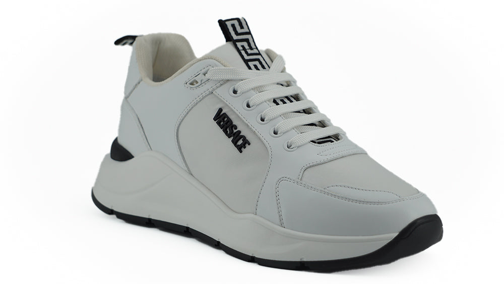 Versace Sleek White Calf Leather Men's Sneakers