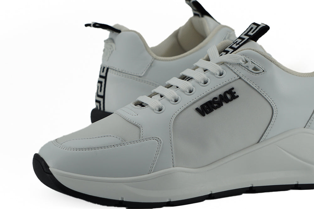 Versace Sleek White Calf Leather Men's Sneakers