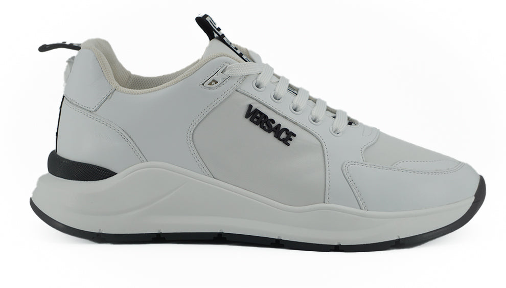 Versace Sleek White Calf Leather Men's Sneakers
